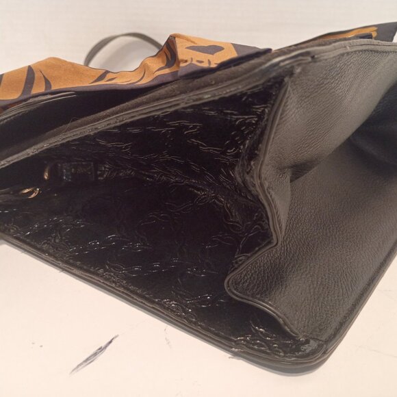 Vintage BETSEY JOHNSON Animal Friendly Black Top-handle Bag w Tiger Scarf Detail - Picture 10 of 15